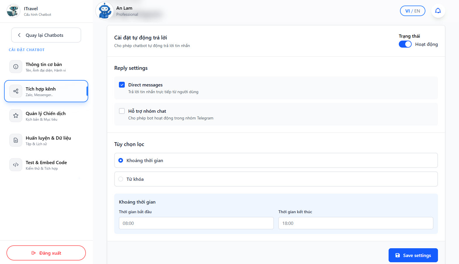 Configure Bot Settings